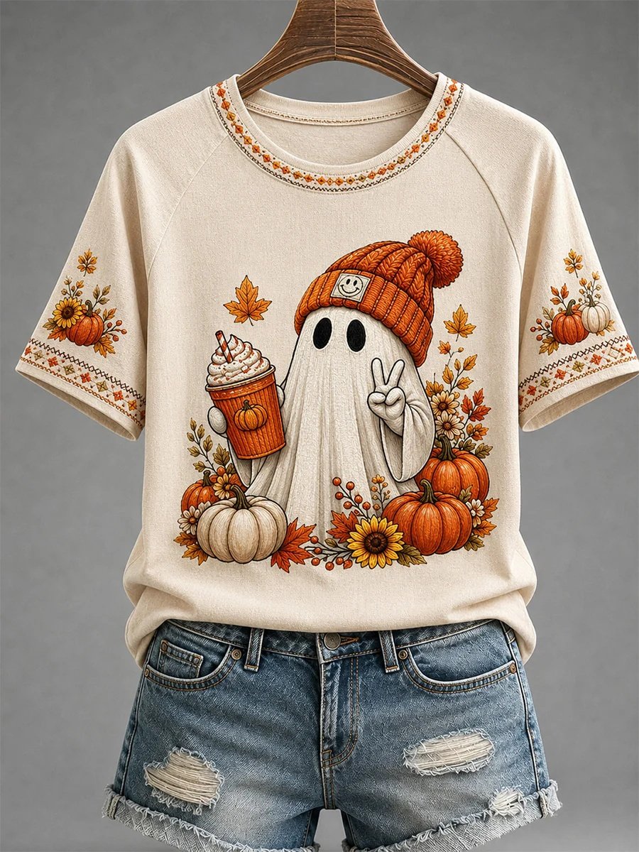 Women's Fall Funny Casual Graphic Print T-Shirt