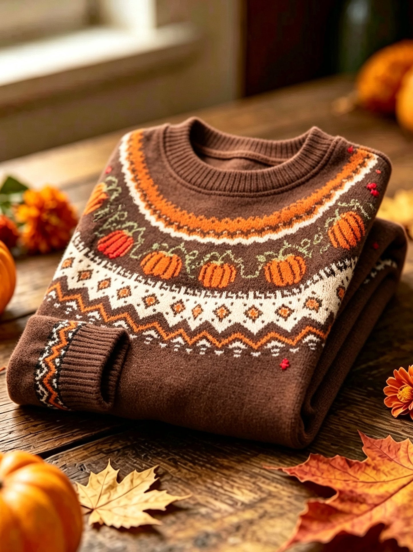 Women's Casual Autumn Round Neck Knit Sweatshirt