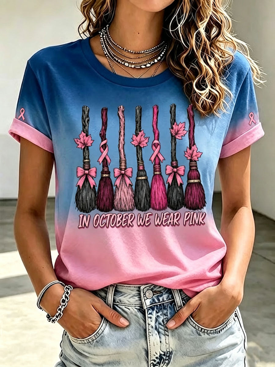 Women's Breast Cancer Awareness Print Casual T-shirt