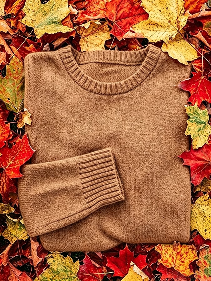 Women's Casual Autumn Round Neck Knit Sweatshirt
