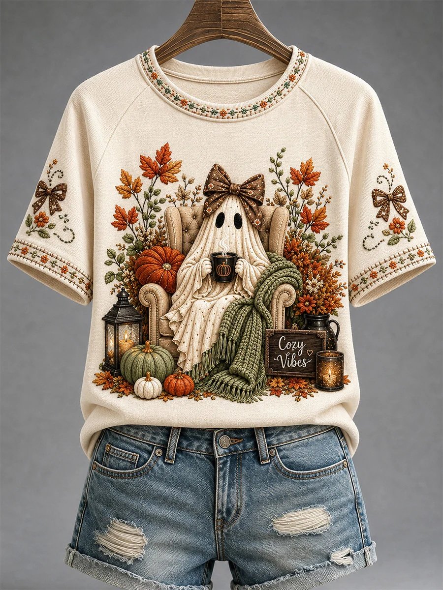 Women's Fall Funny Casual Graphic Print T-Shirt