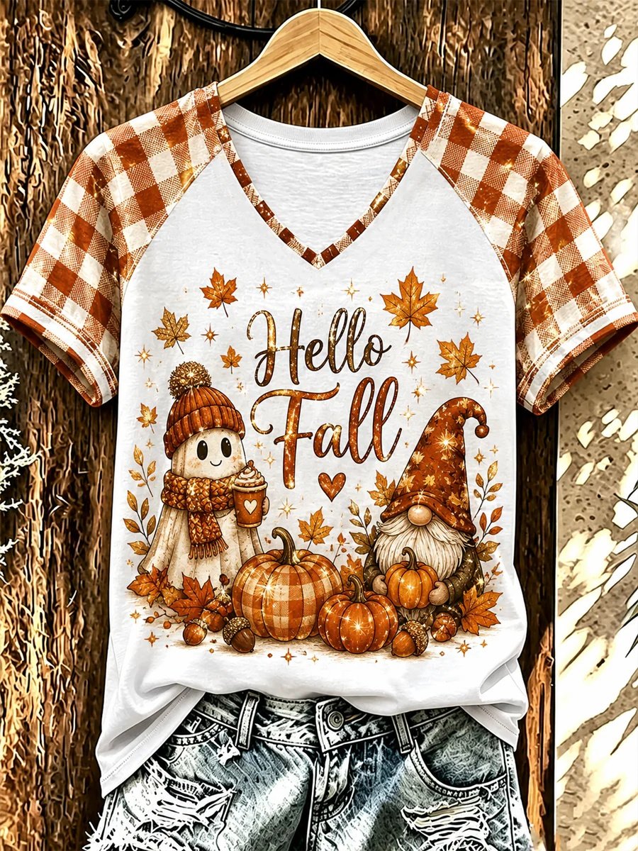 Women's Fall Funny Casual Graphic Print T-Shirt