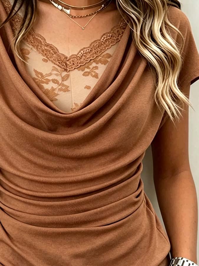 Women'S Lace-Panelled "Faux-Layered" Top