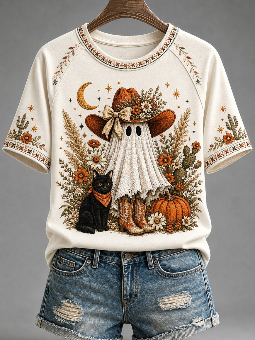 Women Fall Funny Casual Print T-Shirt