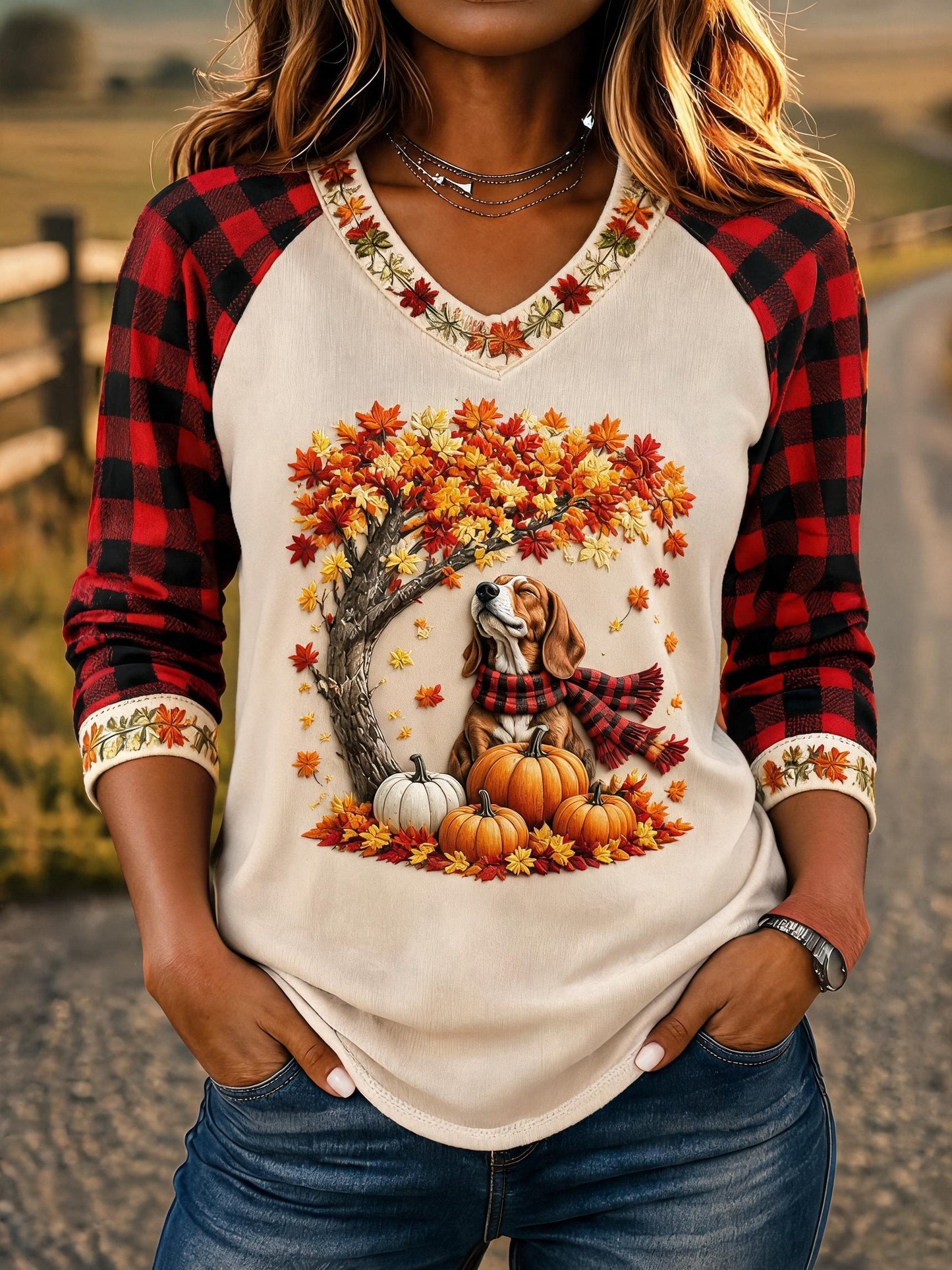 Women's Casual Printed Knit Top
