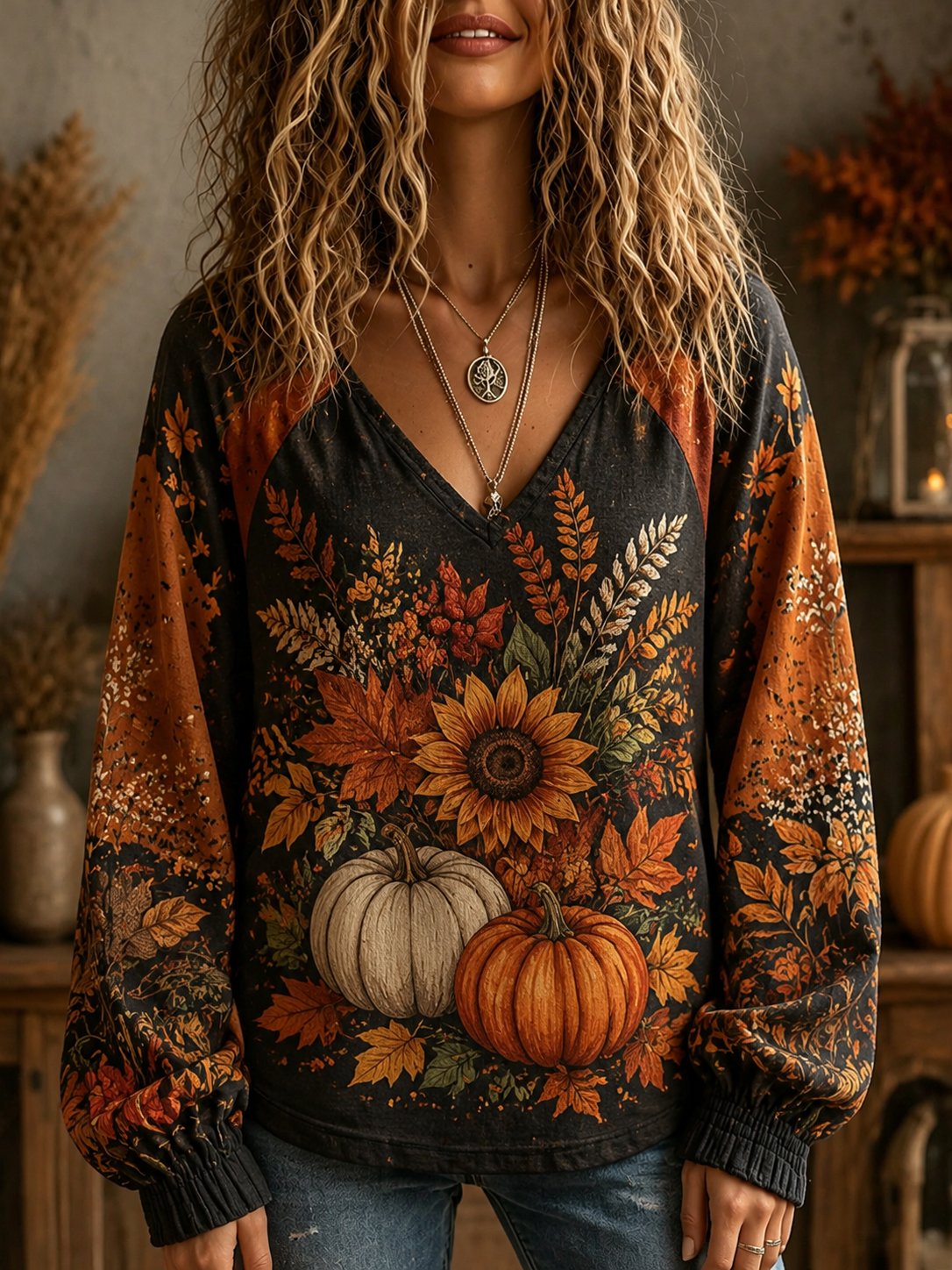 Women's Autumn Printed Casual Top