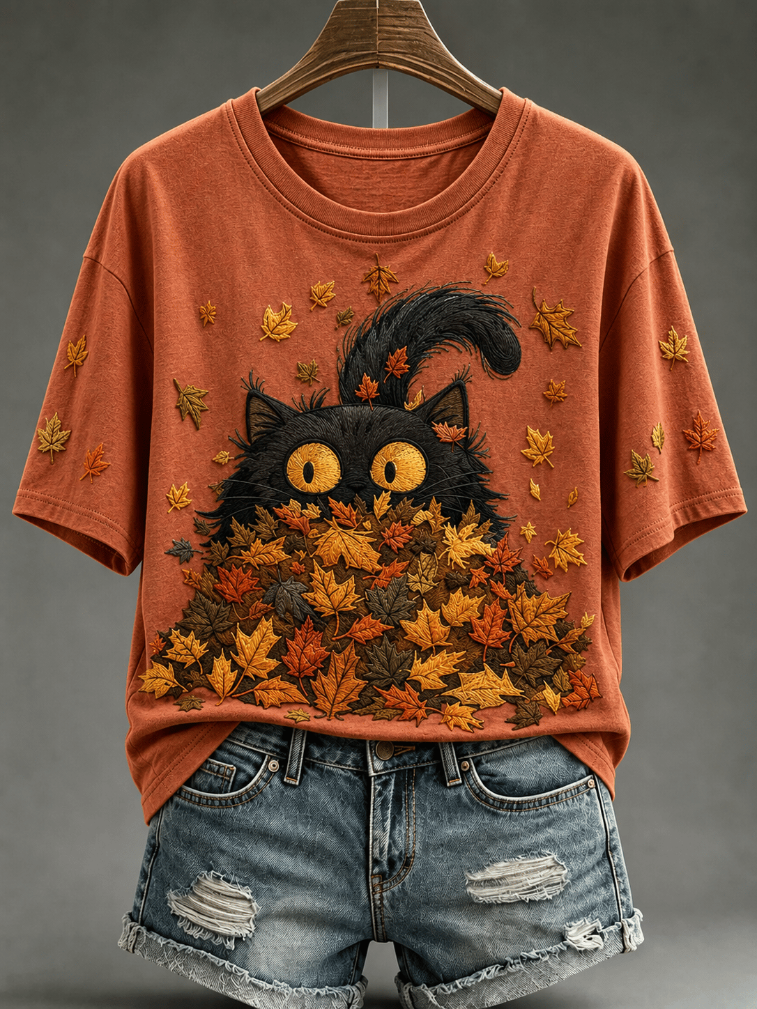 Women's Fun Kitten Print Crew Neck Top
