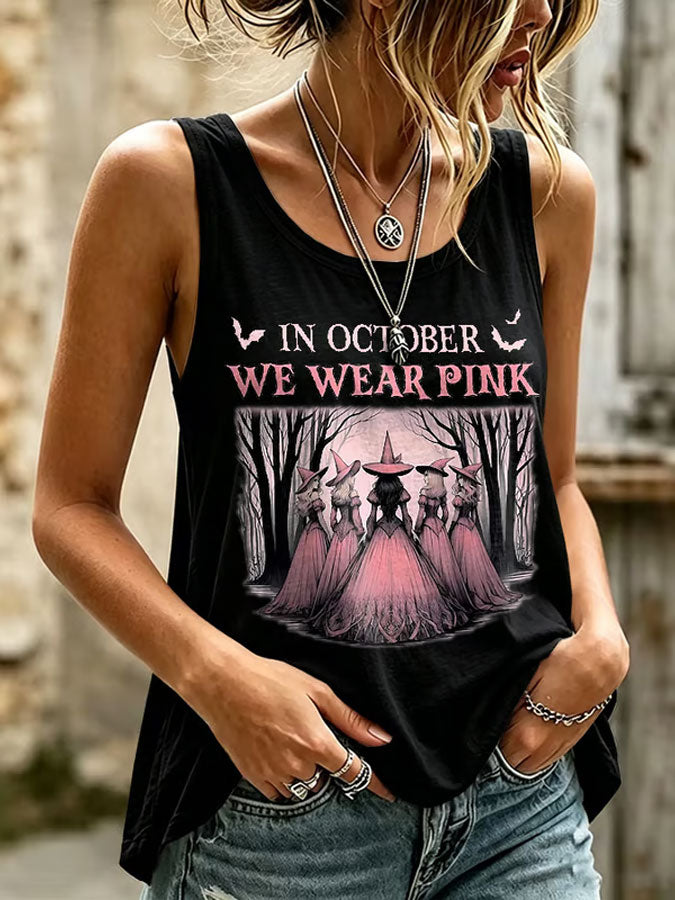 Women'S In October We Wear Pink Printed Tank Top