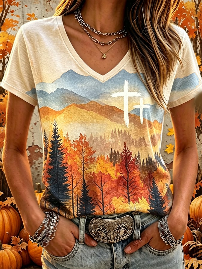 Women'S Casual Autumn Printed T-Shirt