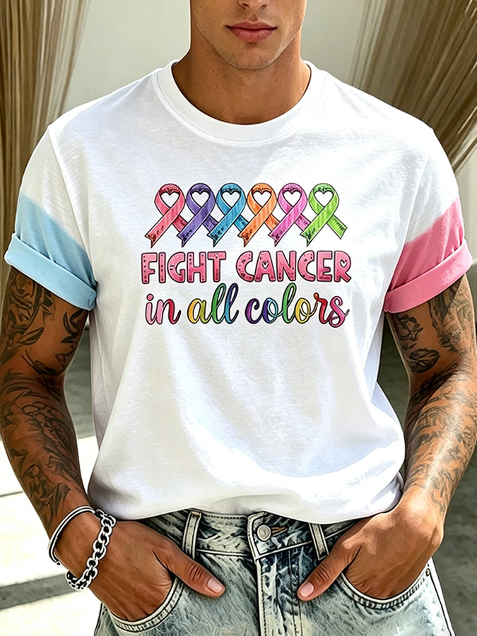 Men's Fight Against All Cancer Print T-shirt