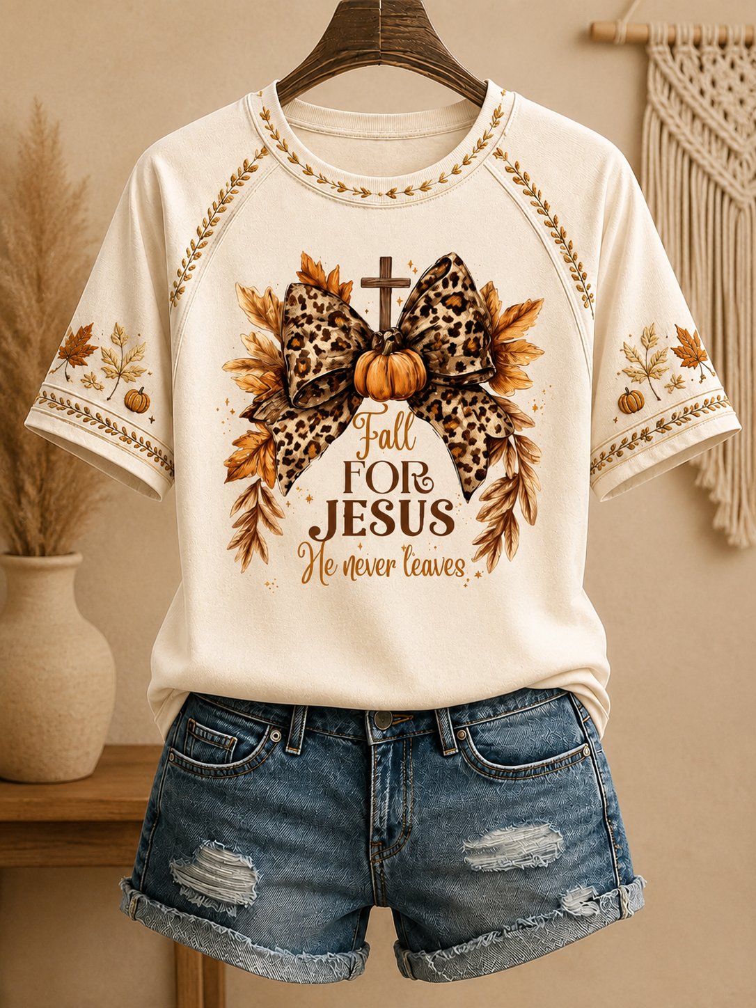 Women's Pumpkin Print Short-Sleeve T-Shirt for Autumn