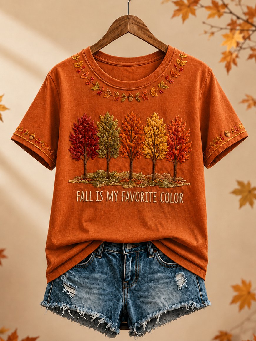 Women's Fall Funny Casual Graphic Print T-Shirt