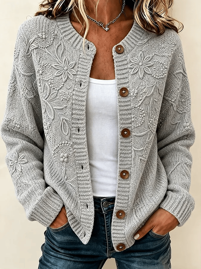 Women'S Casual Maple Leaf Knit Cardigan