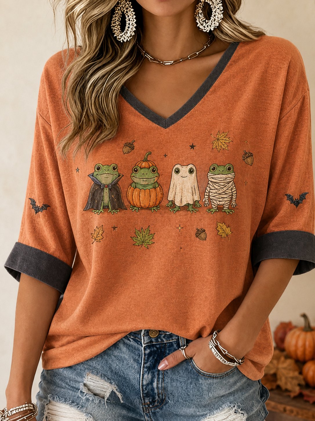 Women's Fall Vintage Casual Graphic Print T-Shirt