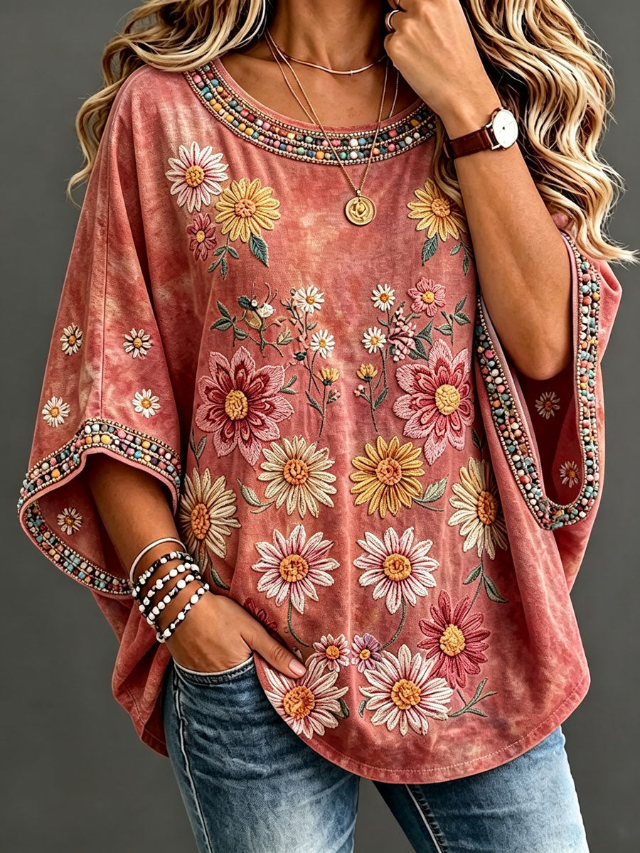 Women'S Retro Floral Casual Top