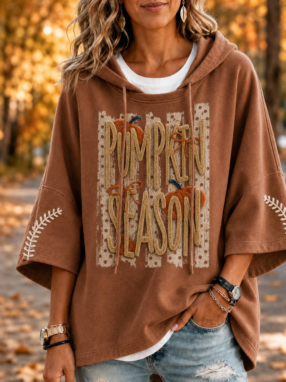 Women's Autumn Print Hooded Sweatshirt