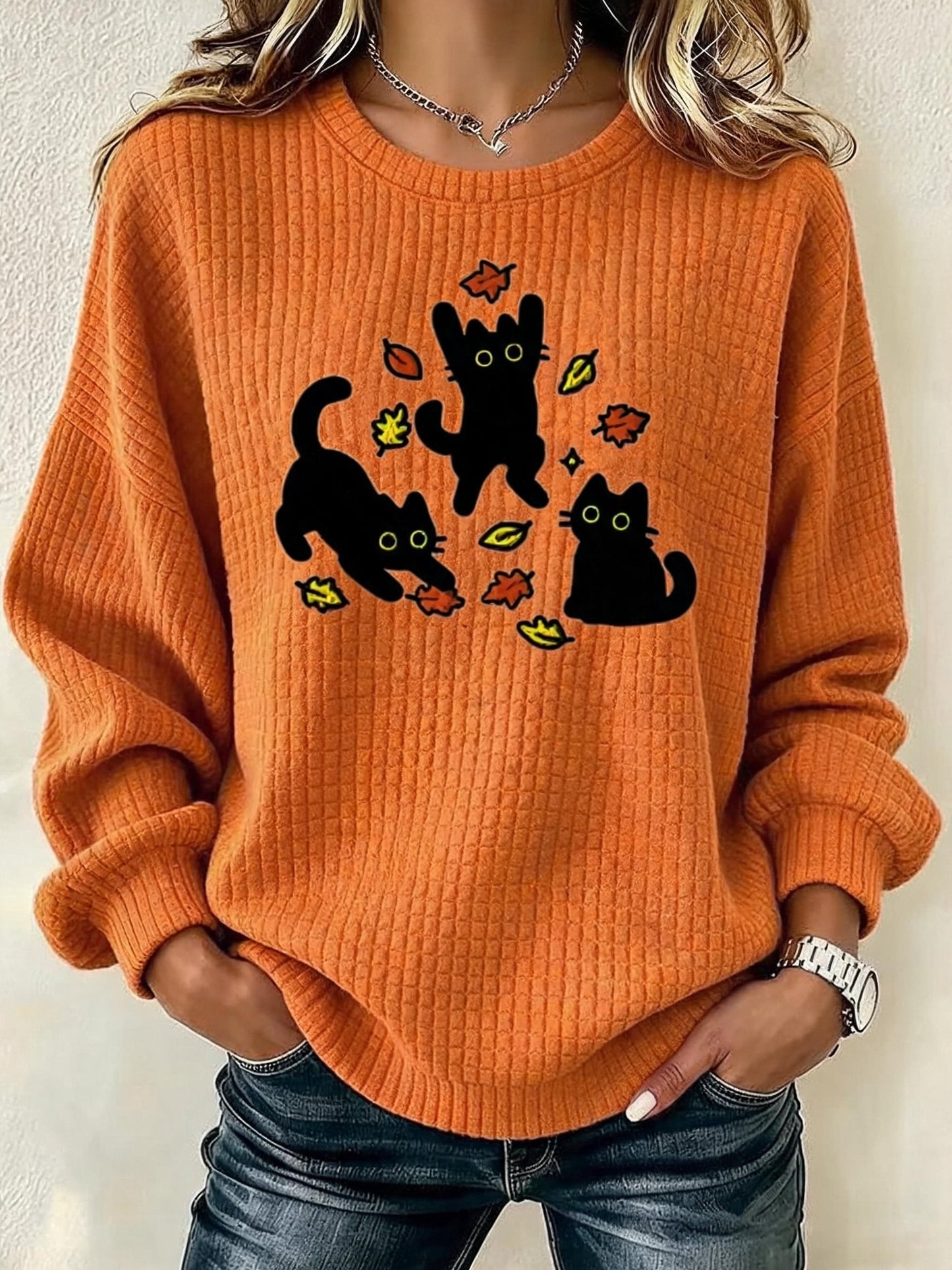 Women's Casual Autumn Printed Pullover Sweatshirt