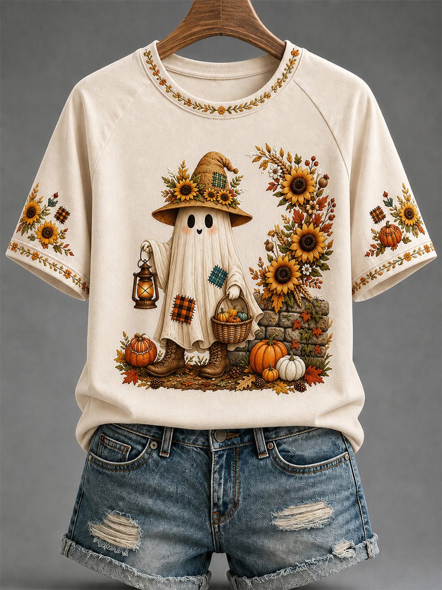 Women Fall Funny Casual Print T-Shirt
