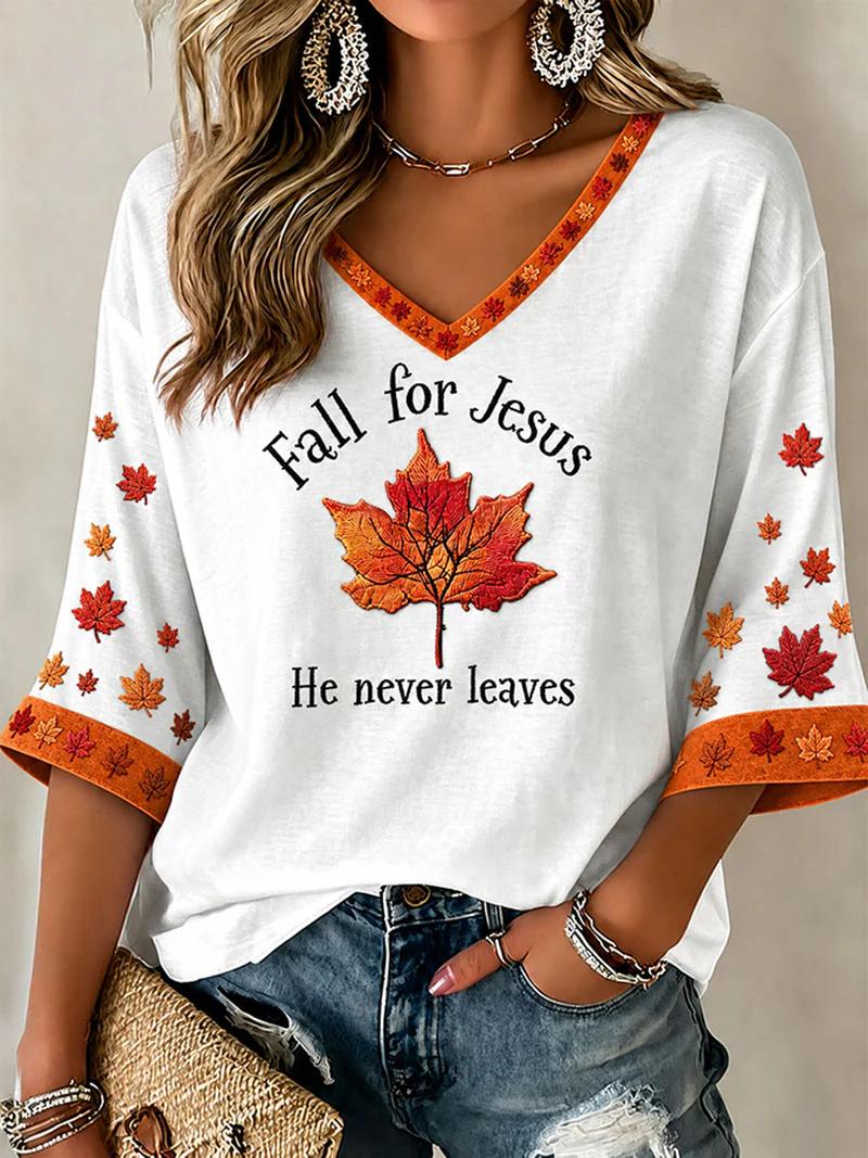 Women's Fall Casual Faith Graphic Print T-Shirt