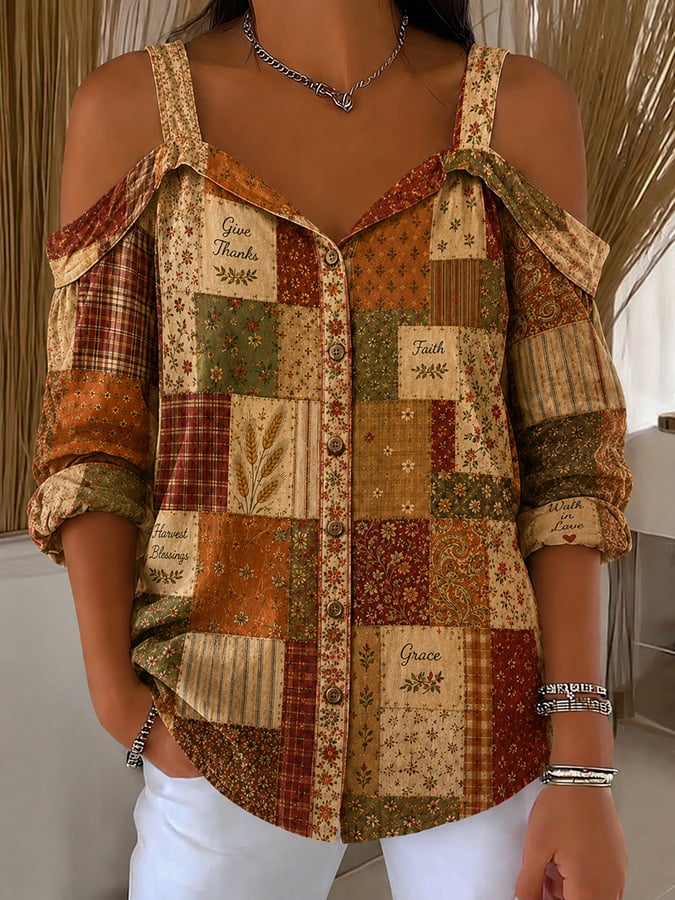 Women's Vintage Autumn Print Top