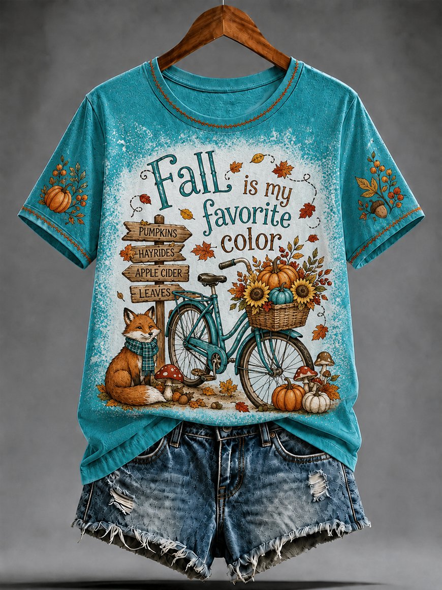 Women's Fall Funny Casual Graphic Print T-Shirt