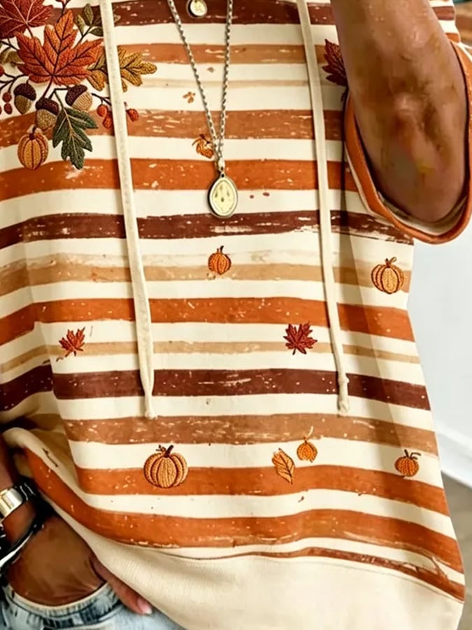 Women'S Casual Pumpkin Print Autumn Top