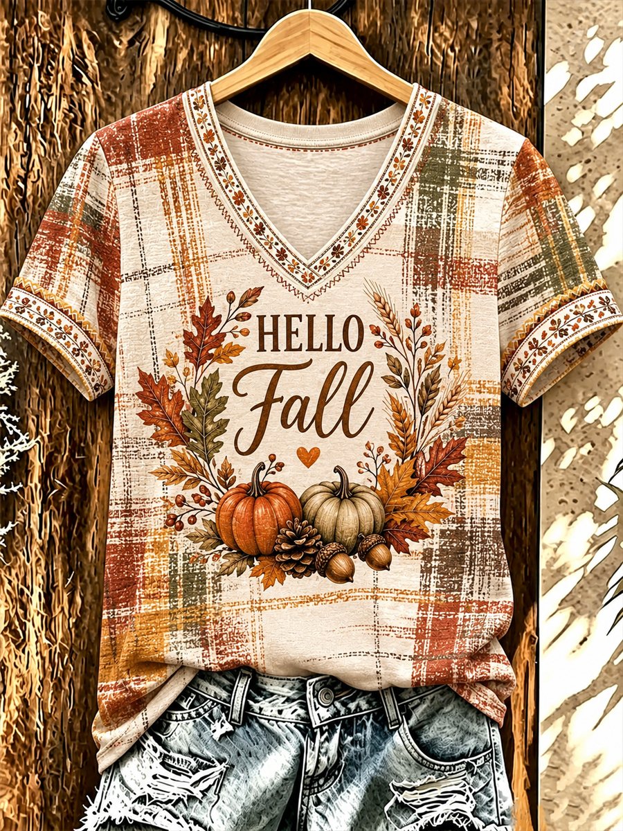 Women's Fall Funny Casual Graphic Print T-Shirt