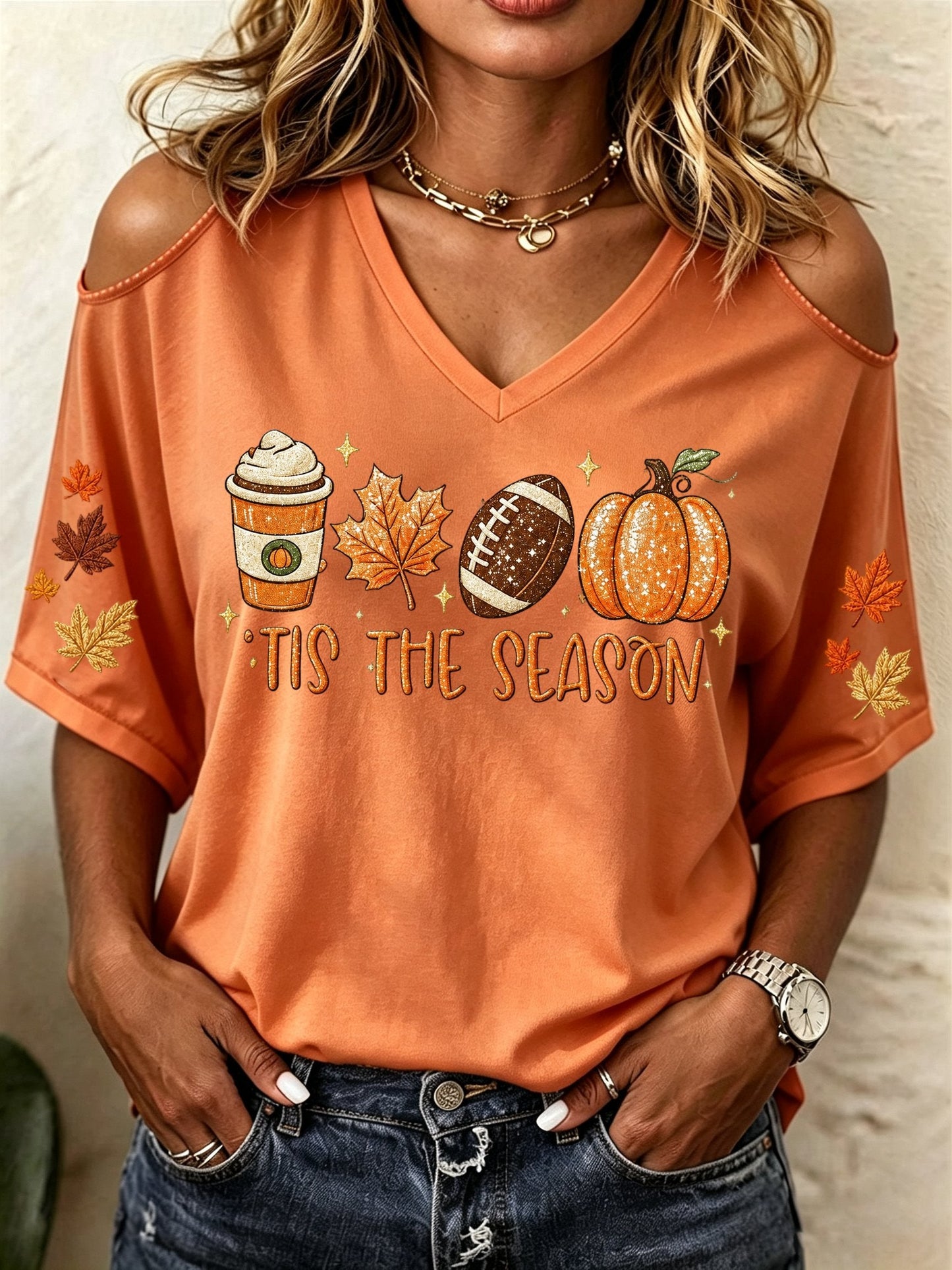 Women's Retro Fall Tis The Season Comfortable T-Shirt