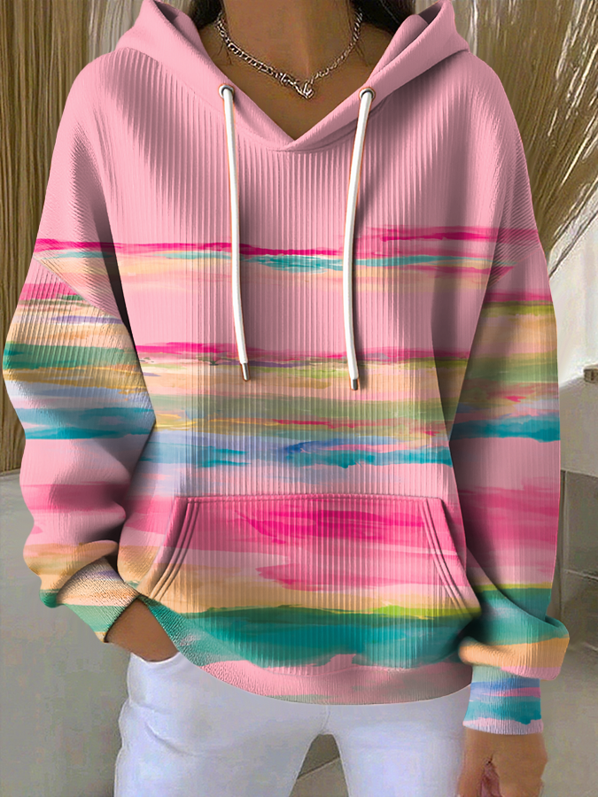 Women'S Breast Cancer Awareness Printed Casual Hoodie