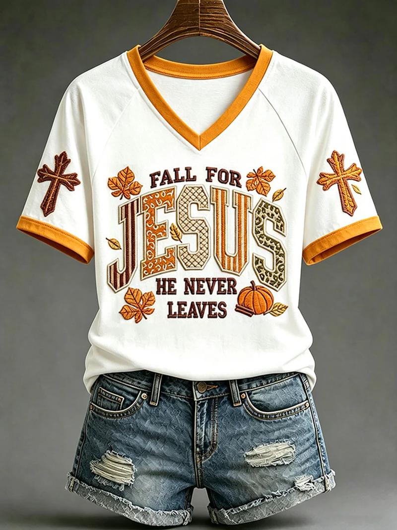 Women's Fall Casual Faith Graphic Print T-Shirt