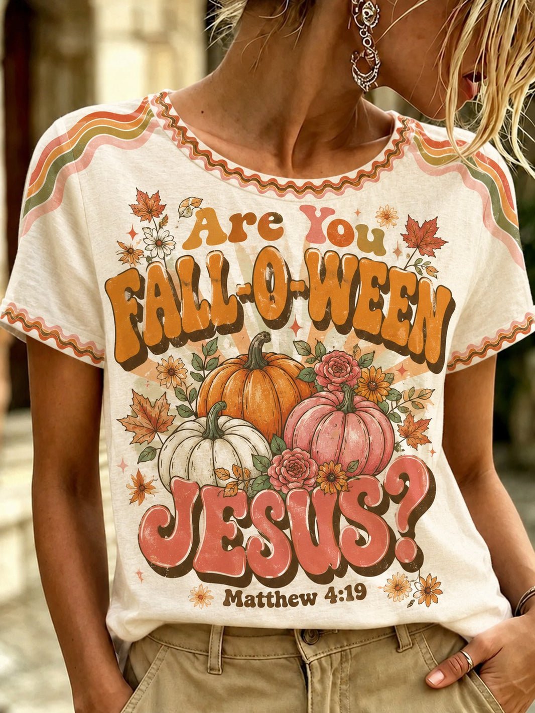 Women Fall Faith Casual Print T-Shirt
