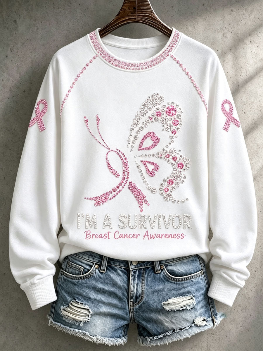 Women'S Breast Cancer V-Neck Off Cushion Hoodie