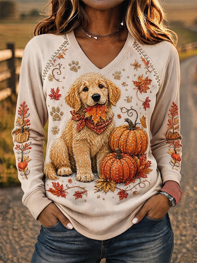 Women's Casual Printed Knit Top