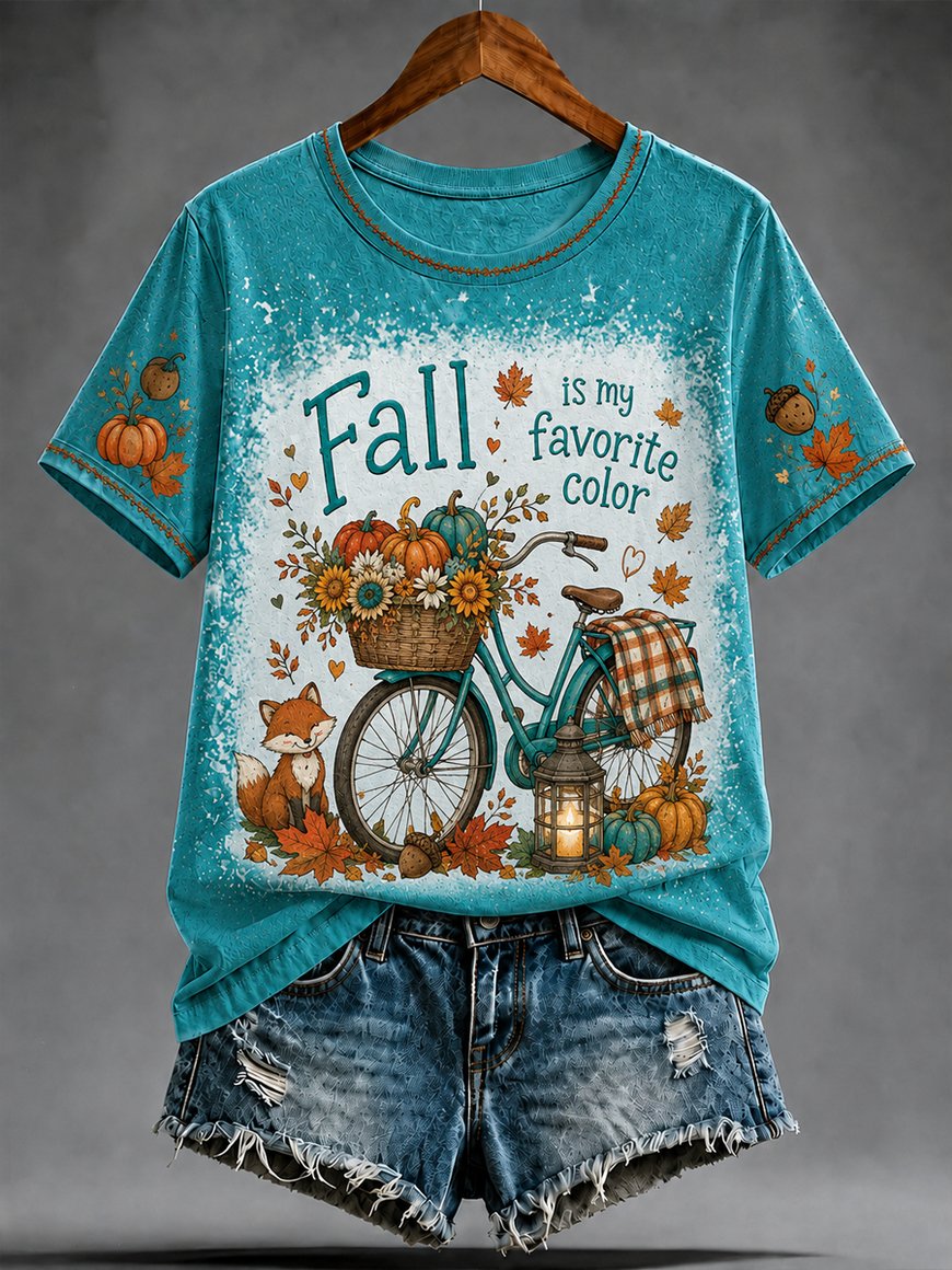 Women's Fall Funny Casual Graphic Print T-Shirt