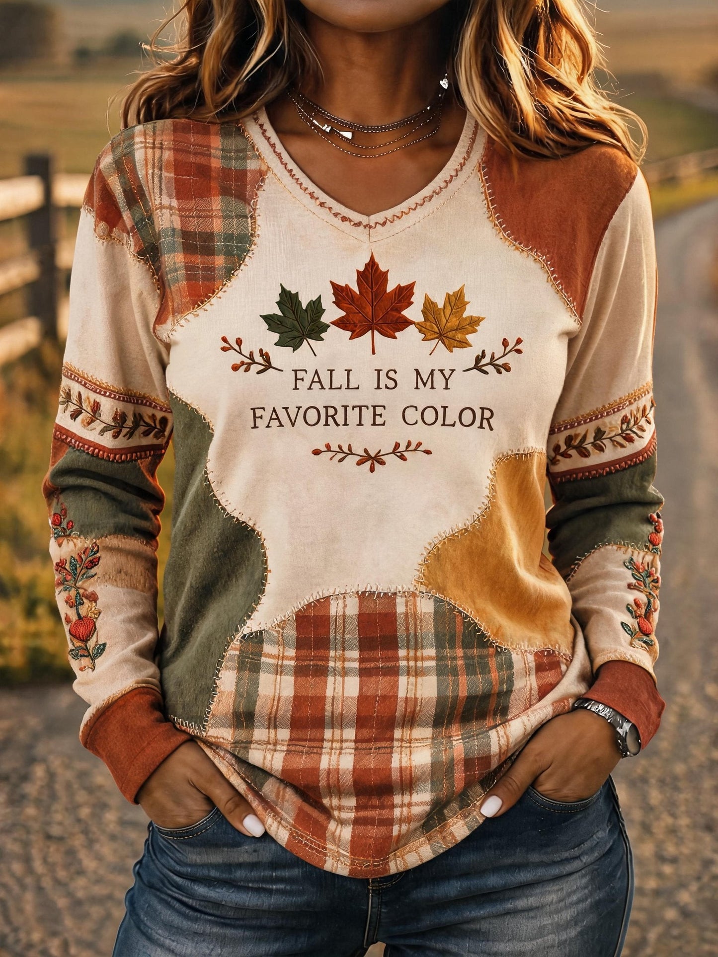Women's Casual Long-Sleeve Crew-Neck T-Shirt