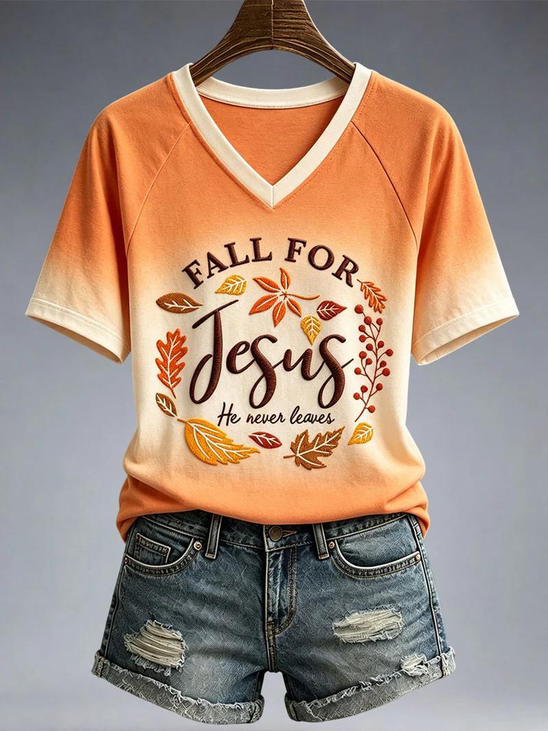 Women's Fall Casual Faith Graphic Print T-Shirt