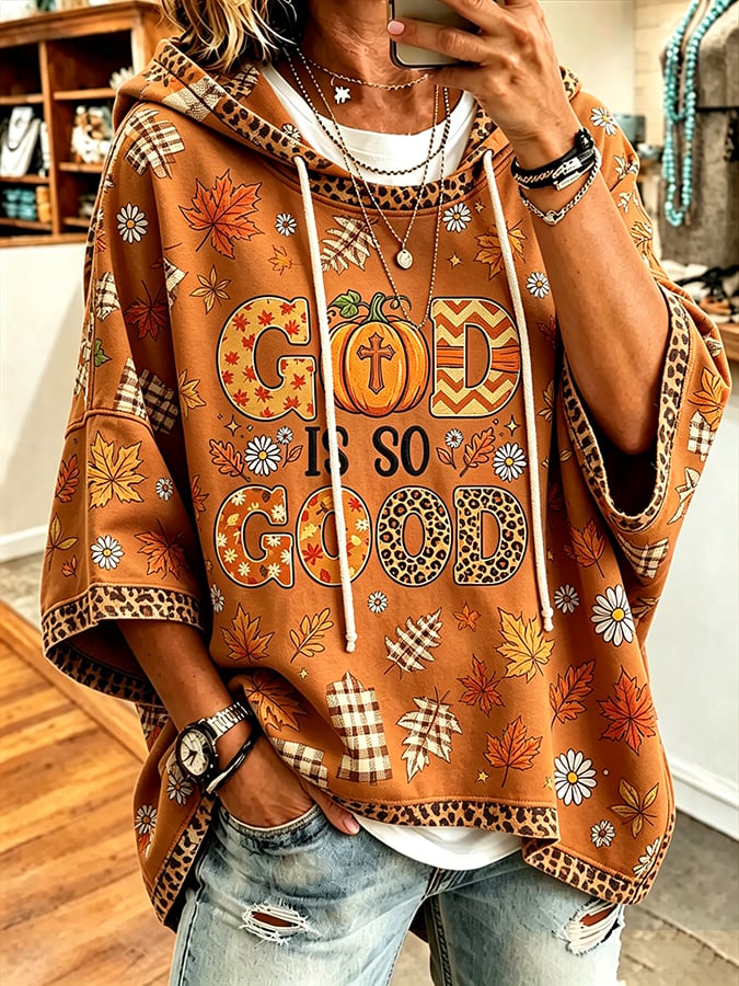 Women's God Is So Good Print Hooded Sweatshirt