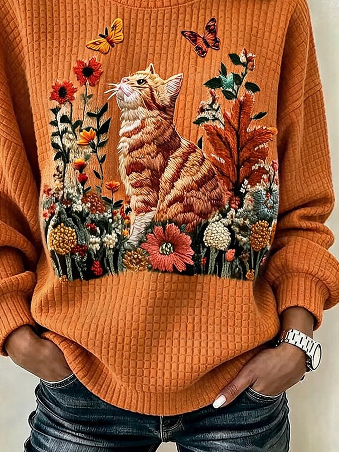 Women's Casual Print Pullover Sweatshirt