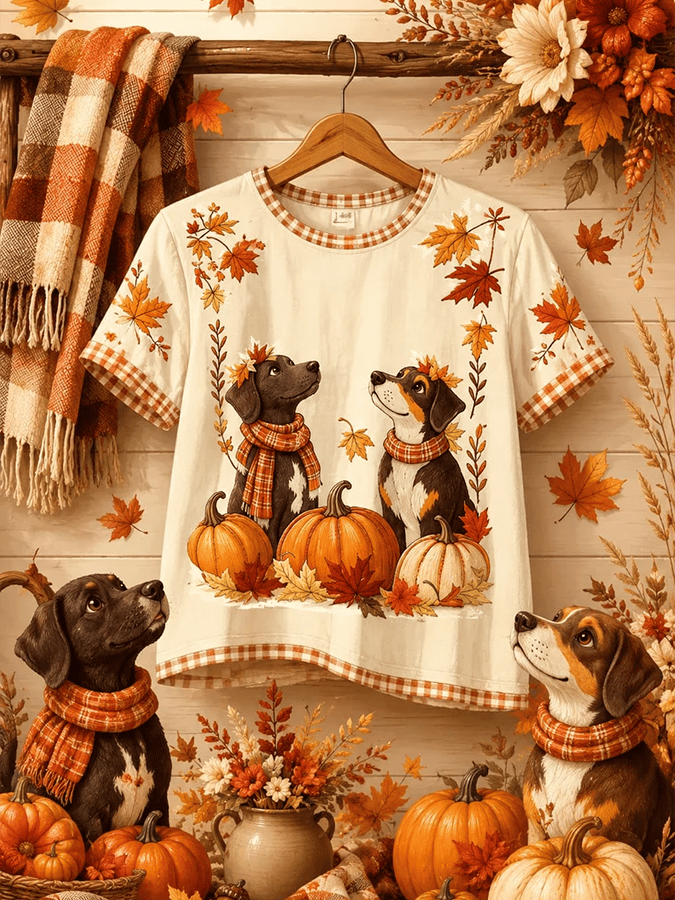 Women's Autumn Floral Print Casual T-Shirt