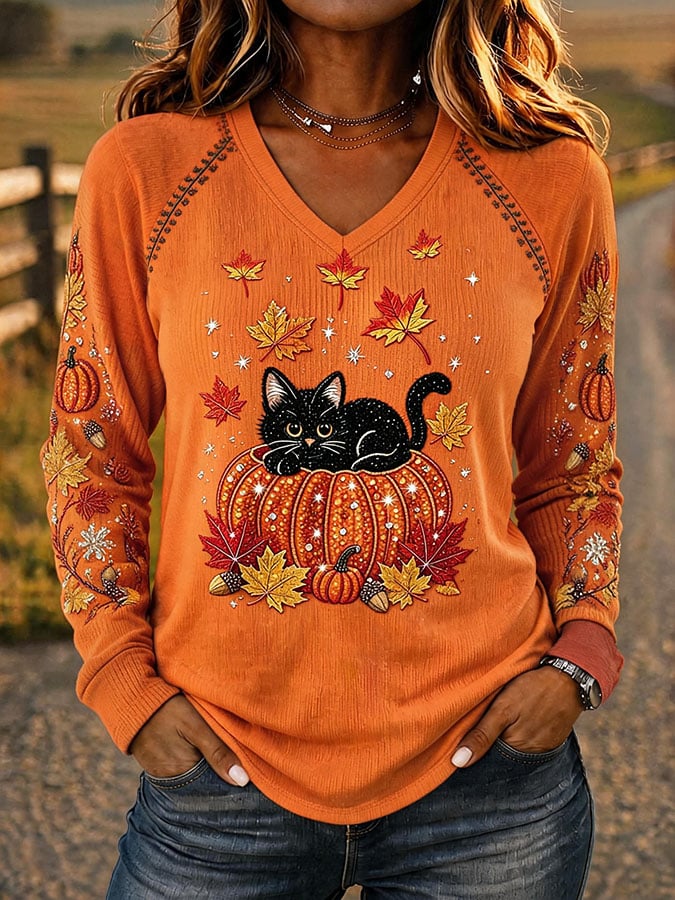 Women's Casual Printed Knit Top