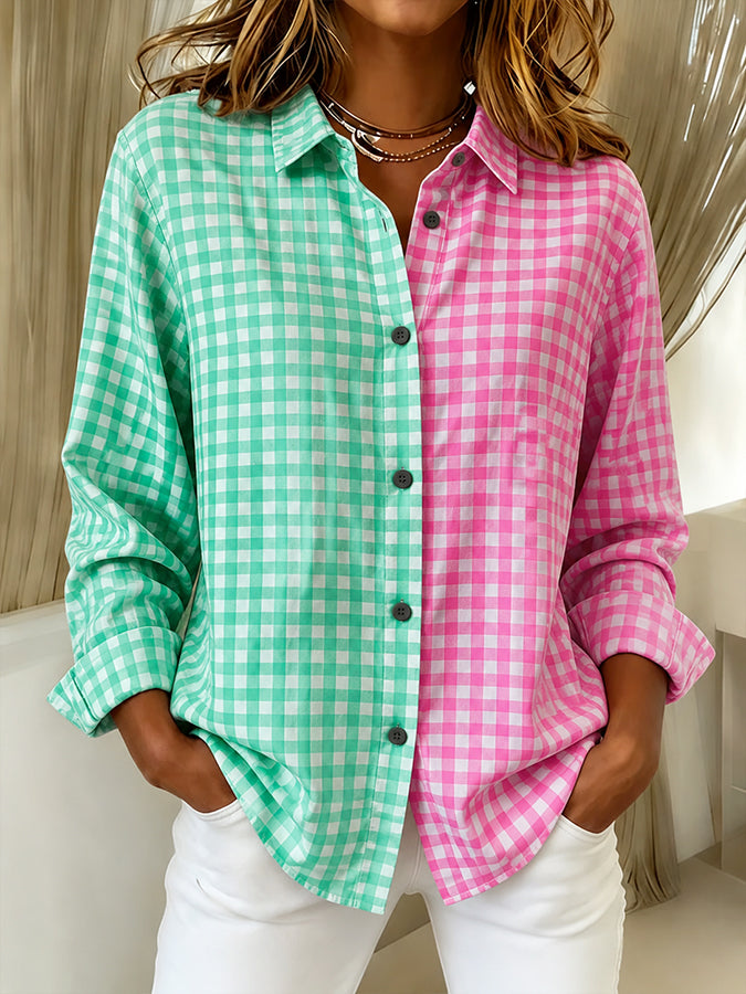 Women'S Casual Paid Printed Shirt
