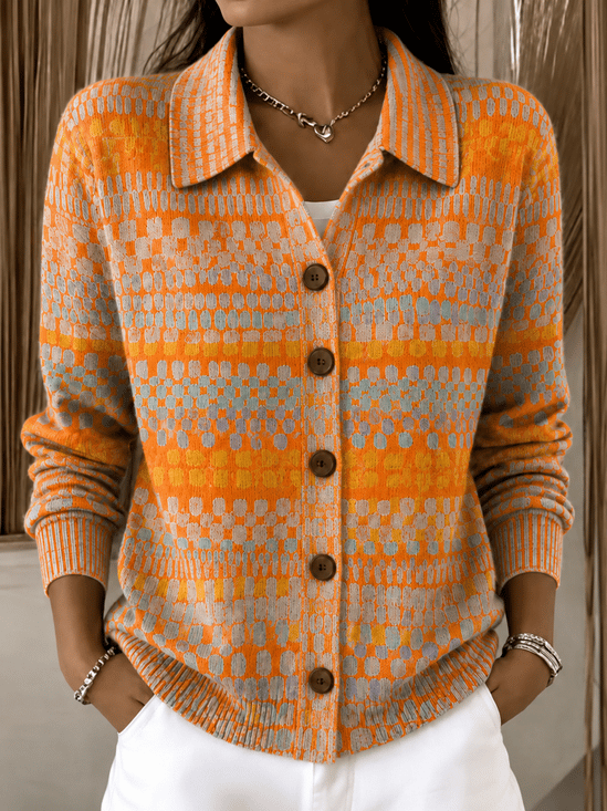 Women's Fall Casual Printed Knit Cardigan