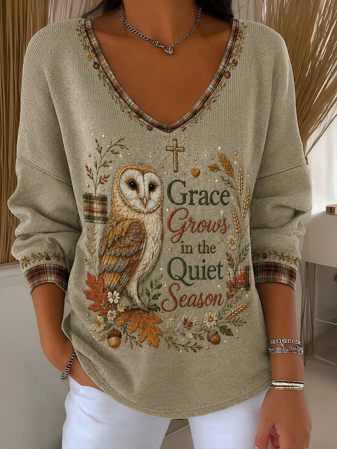 Women's Vintage Autumn "Faith" Print Top