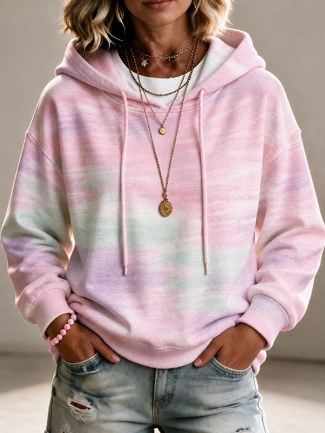 Women's Pink gradient dyed hoodie