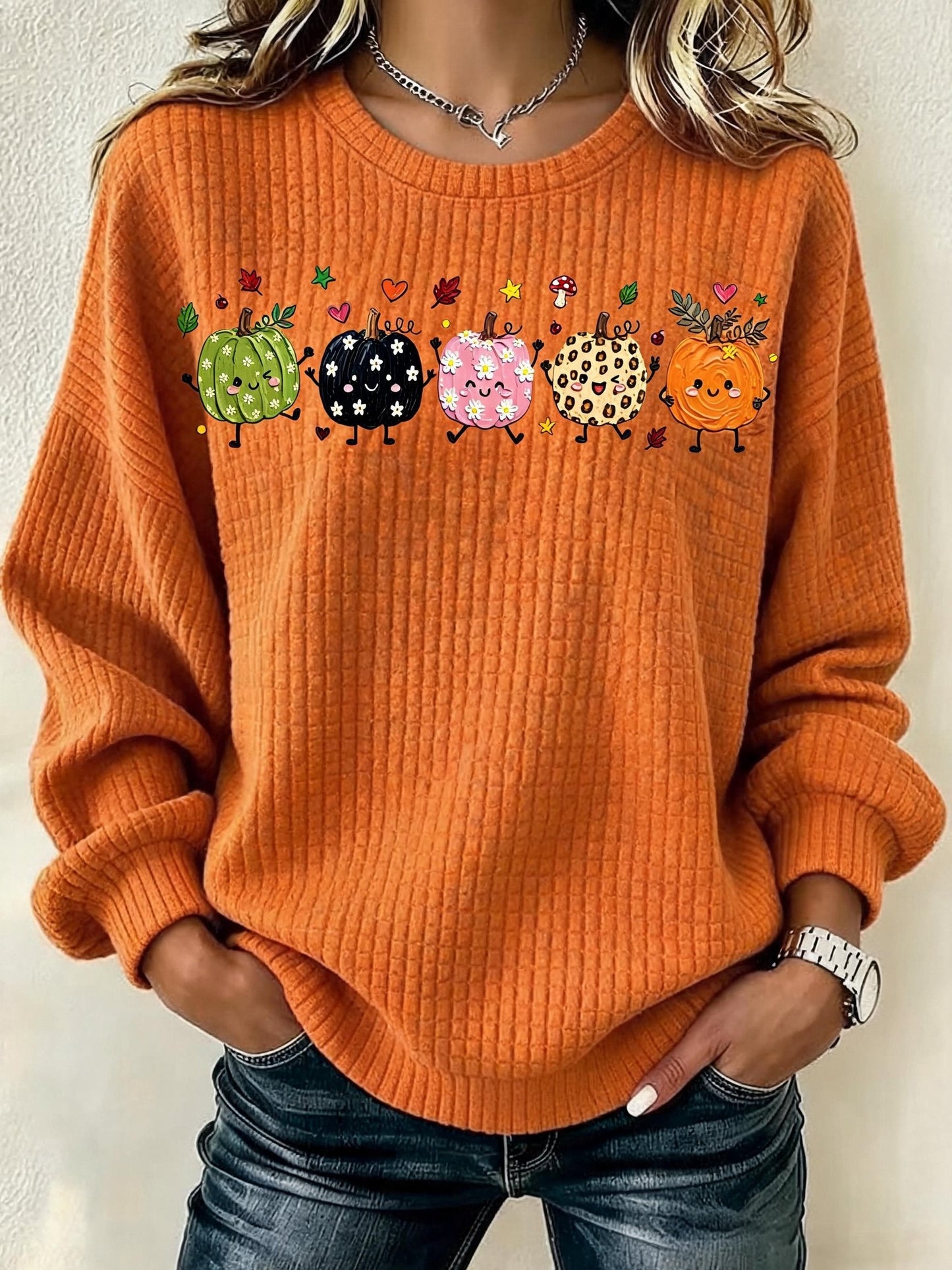 Women's Casual Autumn Printed Pullover Sweatshirt