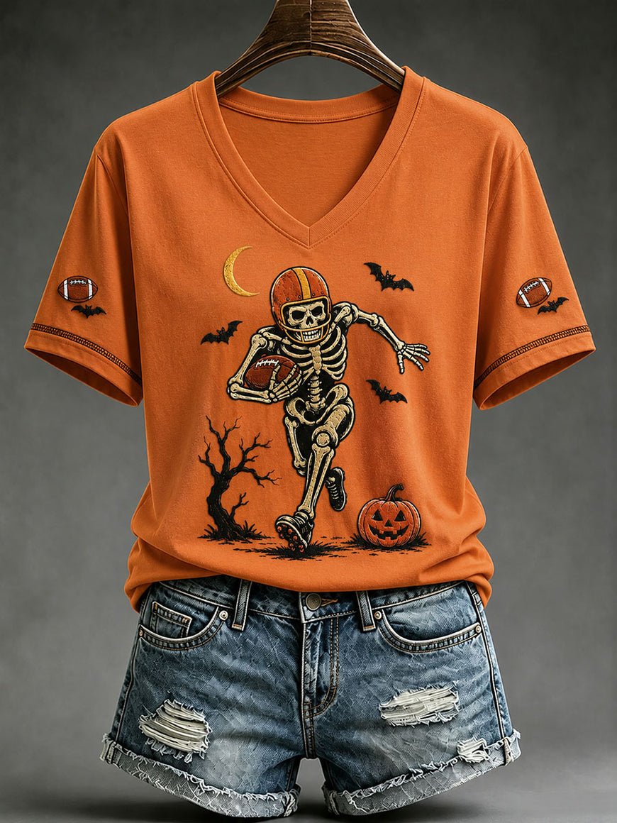 Women's Cute Football Ghost Print T-Shirt