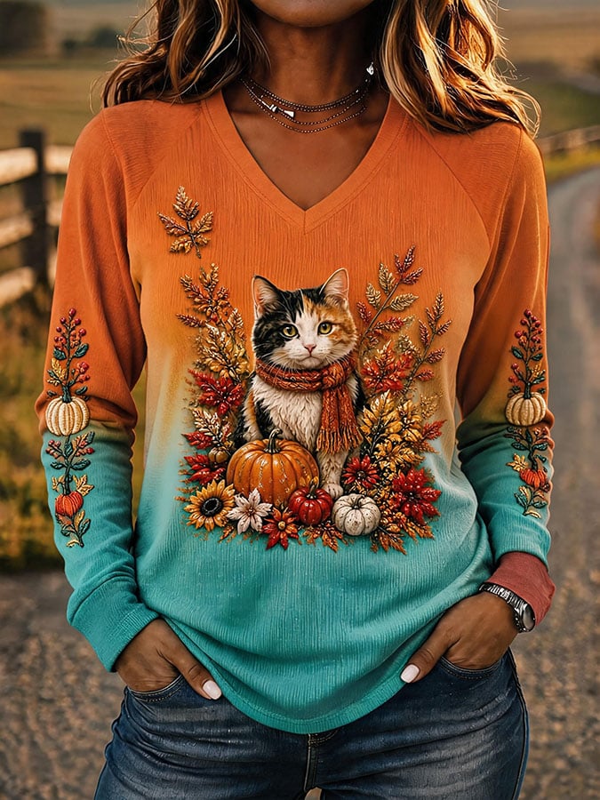 Women's Casual Printed Knit Top