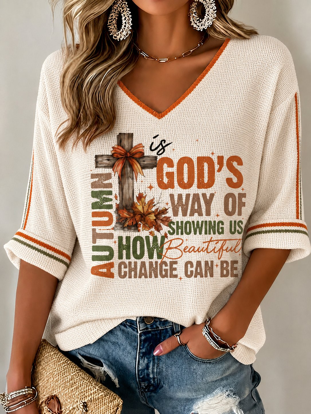 Women's Autumn "Faith" Print T-Shirt