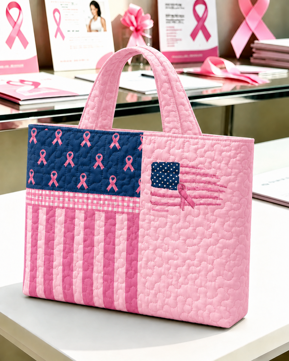 Women'S Leisure Breast Cancer Awareness Promotion Handbag