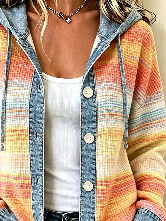 Women'S Casual Printed Hooded Jacket